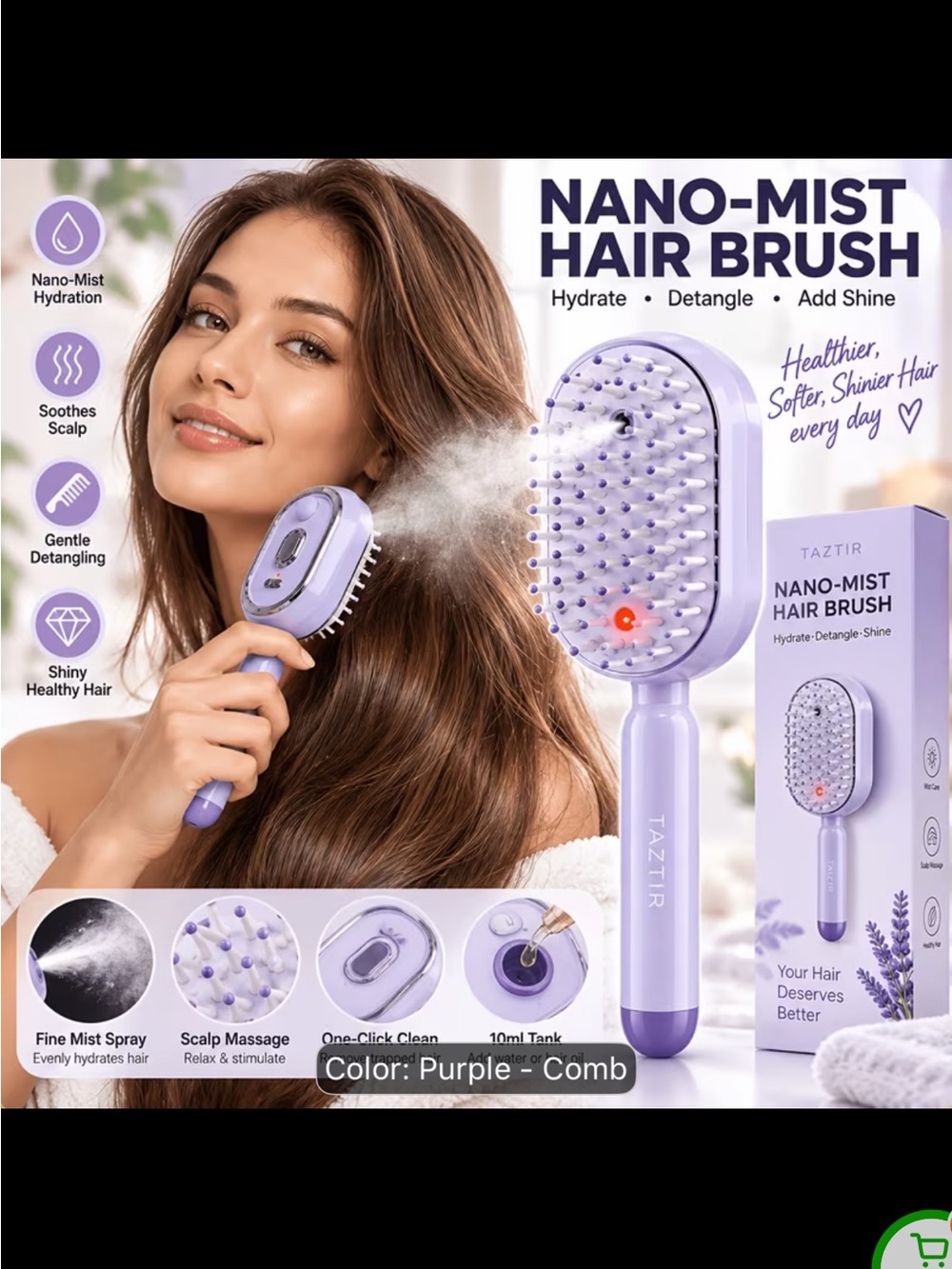 BN in Box Nano-Mist Hair Brush in Purple never used $10